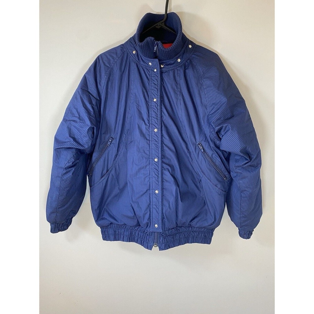 Peregrine Mayday Vintage Blue Pinstripe Goose Down Puffer Jacket‎ Mens Medium